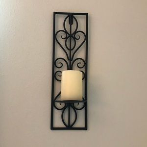 Black wall-sconce with candleholder